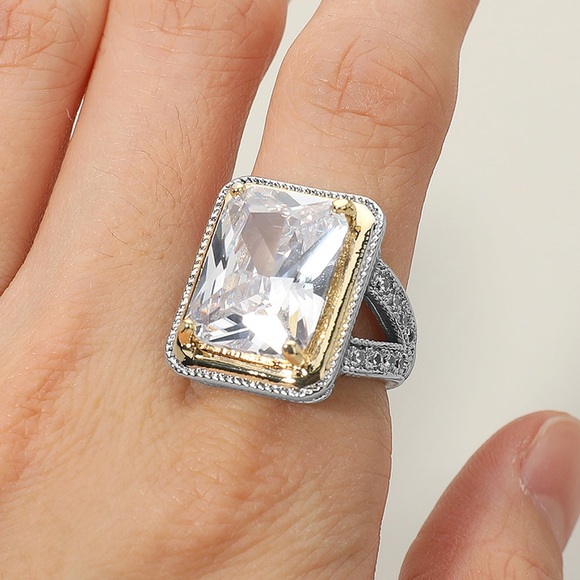 Jewelry - Statement Ring CZ Center Gold and Silver Women's Ring